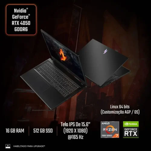 nitrov154050 Notebook Gamer Acer Nitro V15 ANV15-41-R2GT AMD Ryzen™ 7 7735HS RTX 4050 16 GB RAM 512 GB SSD Full HD 15.6”